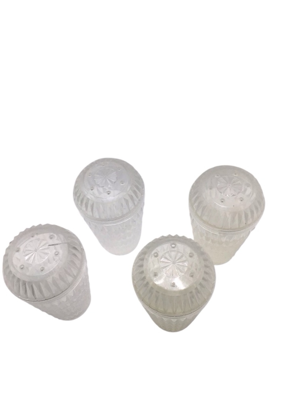 Vintage MCM Arrow Acrylic Salt Pepper Shakers Set Clear Diamond Retro 4 Pc. - Picture 4 of 13